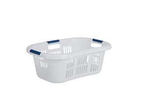 rubbermaid xl hip-hugger laundry basket/hamper, 2.1-bushel, white, stackable storage bin/organizer for bathroom/bedroom/dorm/home