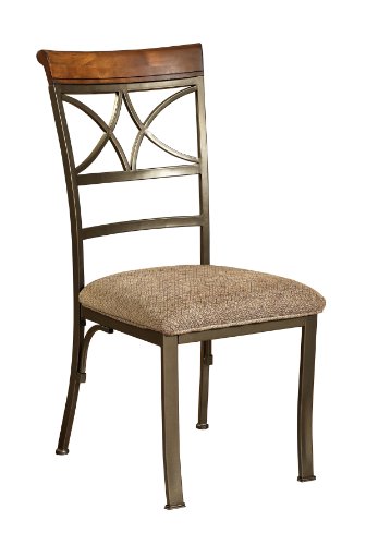 Powell Hamilton Pewter and Bronze Metal Set of 2 Dining Chair