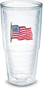 tervis 1015656 american flag insulated tumbler with emblem, 24 oz – tritan, clear
