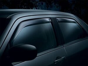 weathertech custom fit front & rear side window deflectors for buick rainier, dark smoke