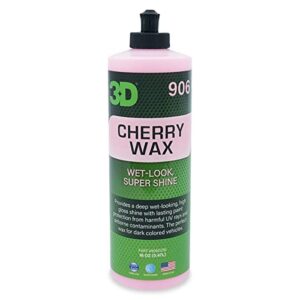 3d cherry wax – deep gloss, wet look carnauba car wax – uv protection for dark paint colors 16oz.