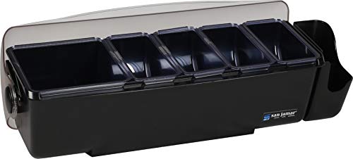 San Jamar Dome Plastic Garnish Center, 8 Pint - 5 Tray, Black