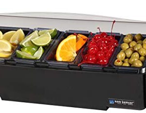 San Jamar Dome Plastic Garnish Center, 8 Pint - 5 Tray, Black