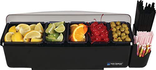 San Jamar Dome Plastic Garnish Center, 8 Pint - 5 Tray, Black