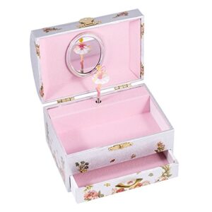 Children's Musical Jewelry Music Box Spinning Ballerina Flowers Plays Swan Lake