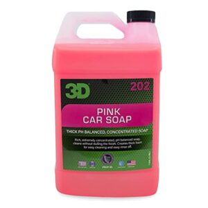3d pink car wash soap (1 gallon) – ph balanced, easy rinse, scratch free car soap