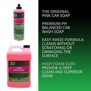 3D Pink Car Wash Soap (1 Gallon) - pH Balanced, Easy Rinse, Scratch Free Car Soap