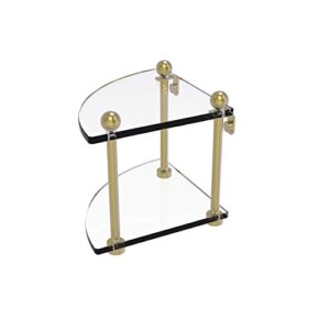allied brass pr-3 two tier corner glass shelf, satin brass