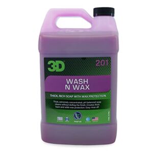 3d wash n wax car wash soap – ph balanced, easy rinse, scratch free soap with wax protection – 1 gallon