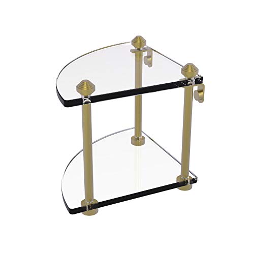 Allied Brass SB-3 Southbeach Collection Two Tier Corner Glass Shelf, Satin Brass