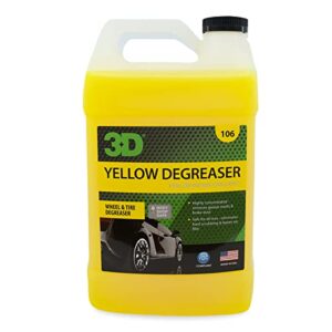 3d yellow degreaser wheel & tire cleaner – safely removes brake dust & dirt from wheels & tires – all-in-one car wash detailing spray refill 1 gallon