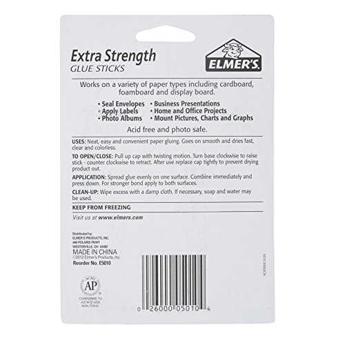 Elmer's Extra Strength Glue Sticks, Washable, 8 Grams, 4 Count