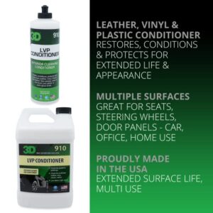 3D Leather, Vinyl & Plastic Conditioner - Restores, Conditions & Protects for Extended Life & Appearance - Great for Seats, Steering Wheels, Door Panels - Car, Office, Home Use 16oz.