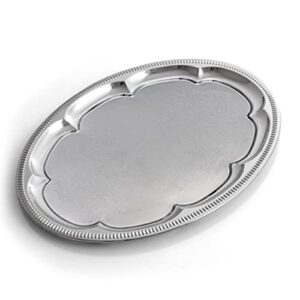 sterlingcraft serving tray – oblong decorative food platter for thanksgiving, party, catering – cake, appetizer, snack, tea plate – no polishing, silver – 9 x 6 inches