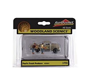 Woodland Scenics Autoscene Paul's Fresh Produce Pickup Truck w/Figures HO Scale