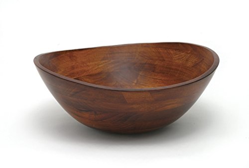 Lipper International Cherry Finished Wavy Rim Serving Bowl for Fruits or Salads, Matte, Large, 13" x 12.5" x 5", Single Bowl