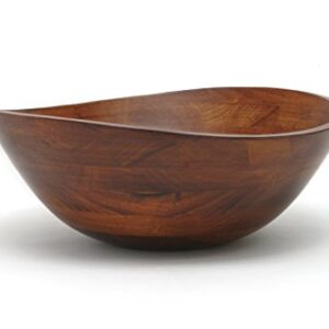 Lipper International Cherry Finished Wavy Rim Serving Bowl for Fruits or Salads, Matte, Large, 13" x 12.5" x 5", Single Bowl