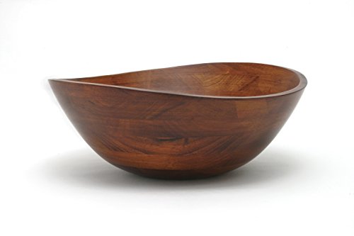 Lipper International Cherry Finished Wavy Rim Serving Bowl for Fruits or Salads, Matte, Large, 13" x 12.5" x 5", Single Bowl