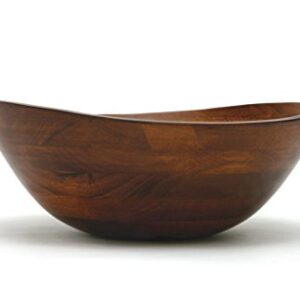 Lipper International Cherry Finished Wavy Rim Serving Bowl for Fruits or Salads, Matte, Large, 13" x 12.5" x 5", Single Bowl