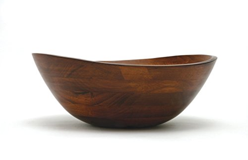 Lipper International Cherry Finished Wavy Rim Serving Bowl for Fruits or Salads, Matte, Large, 13" x 12.5" x 5", Single Bowl