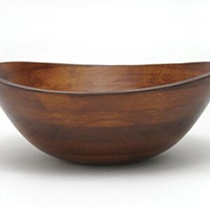 Lipper International Cherry Finished Wavy Rim Serving Bowl for Fruits or Salads, Matte, Large, 13" x 12.5" x 5", Single Bowl