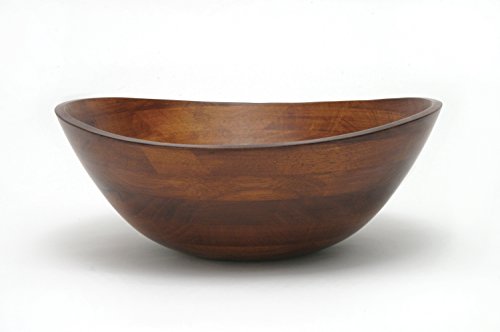 Lipper International Cherry Finished Wavy Rim Serving Bowl for Fruits or Salads, Matte, Large, 13" x 12.5" x 5", Single Bowl