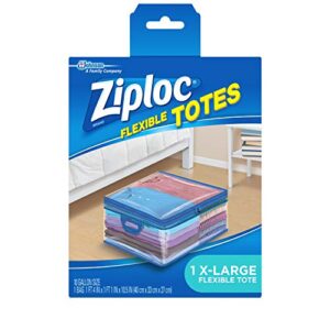 ziploc flexible totes clothes and blanket storage bags, perfect for closet organization and storing under beds, xl, 4 count