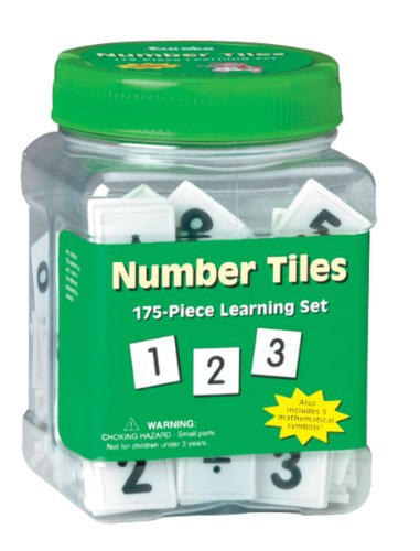 Eureka Tub of Numbers Math Tiles, Back to School Classroom Supplies Educational Toy, 1'' x 1'', 175 pc