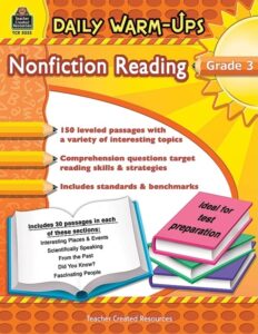 teacher created resources daily warm-ups: nonfiction reading book, grade 3