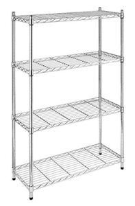 whitmor supreme 4 tier adjustable shelves and leveling feet, chrome