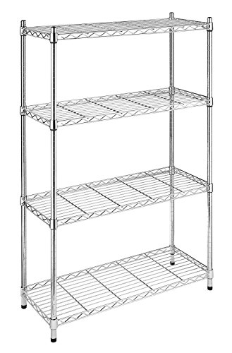 Whitmor Supreme 4 Tier Adjustable Shelves and Leveling Feet, Chrome