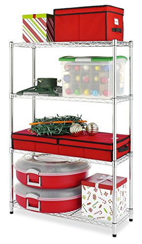 Whitmor Supreme 4 Tier Adjustable Shelves and Leveling Feet, Chrome