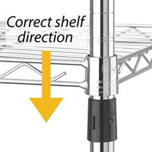 Whitmor Supreme 4 Tier Adjustable Shelves and Leveling Feet, Chrome