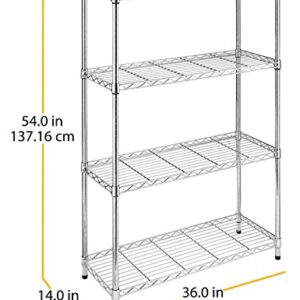 Whitmor Supreme 4 Tier Adjustable Shelves and Leveling Feet, Chrome