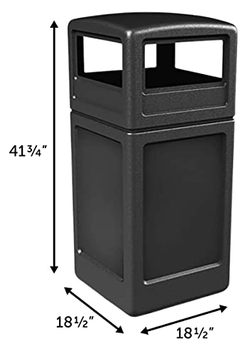 Commercial Zone-73290199 PolyTec 42 Gallon Square Waste Container with Dome Lid Color: Black