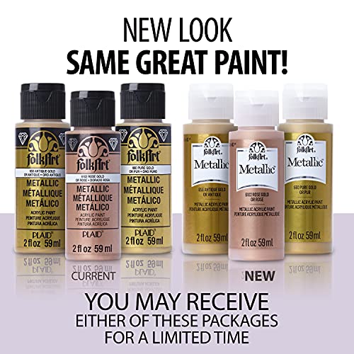 FolkArt K658 Paint Acrylic Metallic, 2 Fl Oz (Pack of 1), Antique Gold