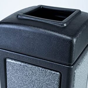 Commercial Zone-720313 StoneTec Open-Top 42-Gallon Square Waste Container - Black