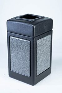 commercial zone-720313 stonetec open-top 42-gallon square waste container – black