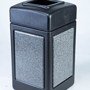 Commercial Zone-720313 StoneTec Open-Top 42-Gallon Square Waste Container - Black