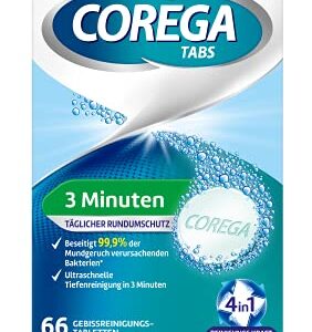 Corega Rapid Denture/Third Teeth Cleaning Sticks, 1x66 Teething Cleaning Tablets - Cleaning in 3 Minutes