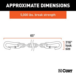 CURT 19749 60-Inch Vinyl-Coated Trailer Safety Chains with 7/16-In Snap Hooks, 5,000 lbs Break Strength, 2-Pack