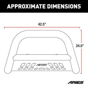 ARIES 35-2000 3-Inch Polished Stainless Steel Bull Bar, No-Drill, Select Toyota Tacoma