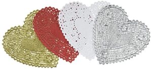 school smart heart shaped paper lace doilies – 4 inch – pack of 100 – assorted colors