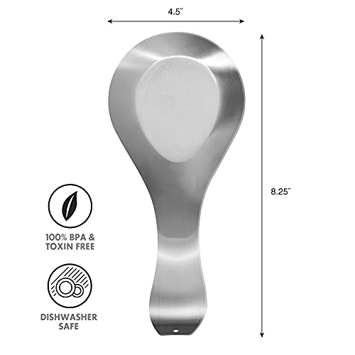 Oggi Stainless Steel Spoon Rest, 8.25 inch by 4.5 inch (7048.)