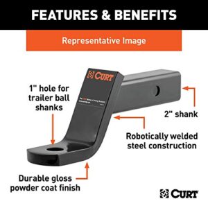 CURT 45060 Class 3 Trailer Hitch Ball Mount, Fits 2-Inch Receiver, 7,500 lbs, 1-Inch Hole, 4-Inch Drop, 2-Inch Rise