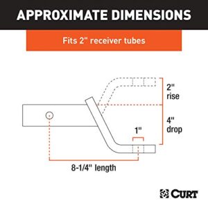 CURT 45052 Class 3 Trailer Hitch Ball Mount and Pin, Fits 2-Inch Receiver, 7,500 lbs, 1-Inch Hole, 4-Inch Drop, 2-In Rise