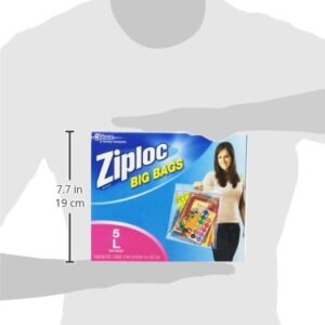 Ziploc Big Bags Clothes and Blanket Storage Bags for Closet Organization, Protects from Moisture, Large, 5 Count