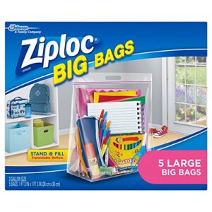 ziploc big bags clothes and blanket storage bags for closet organization, protects from moisture, large, 5 count