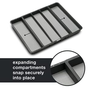 madesmart Expandable Utensil Tray - Granite| CLASSIC COLLECTION| 5-Compartments | Kitchen Organizer | Soft-Grip Lining | Easy to Clean | BPA-Free