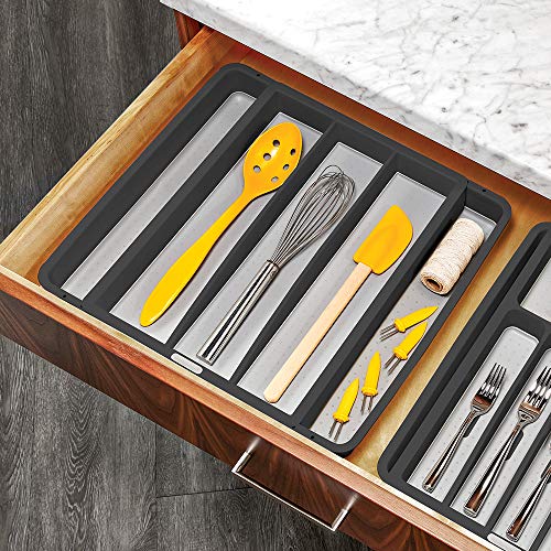 madesmart Expandable Utensil Tray - Granite| CLASSIC COLLECTION| 5-Compartments | Kitchen Organizer | Soft-Grip Lining | Easy to Clean | BPA-Free